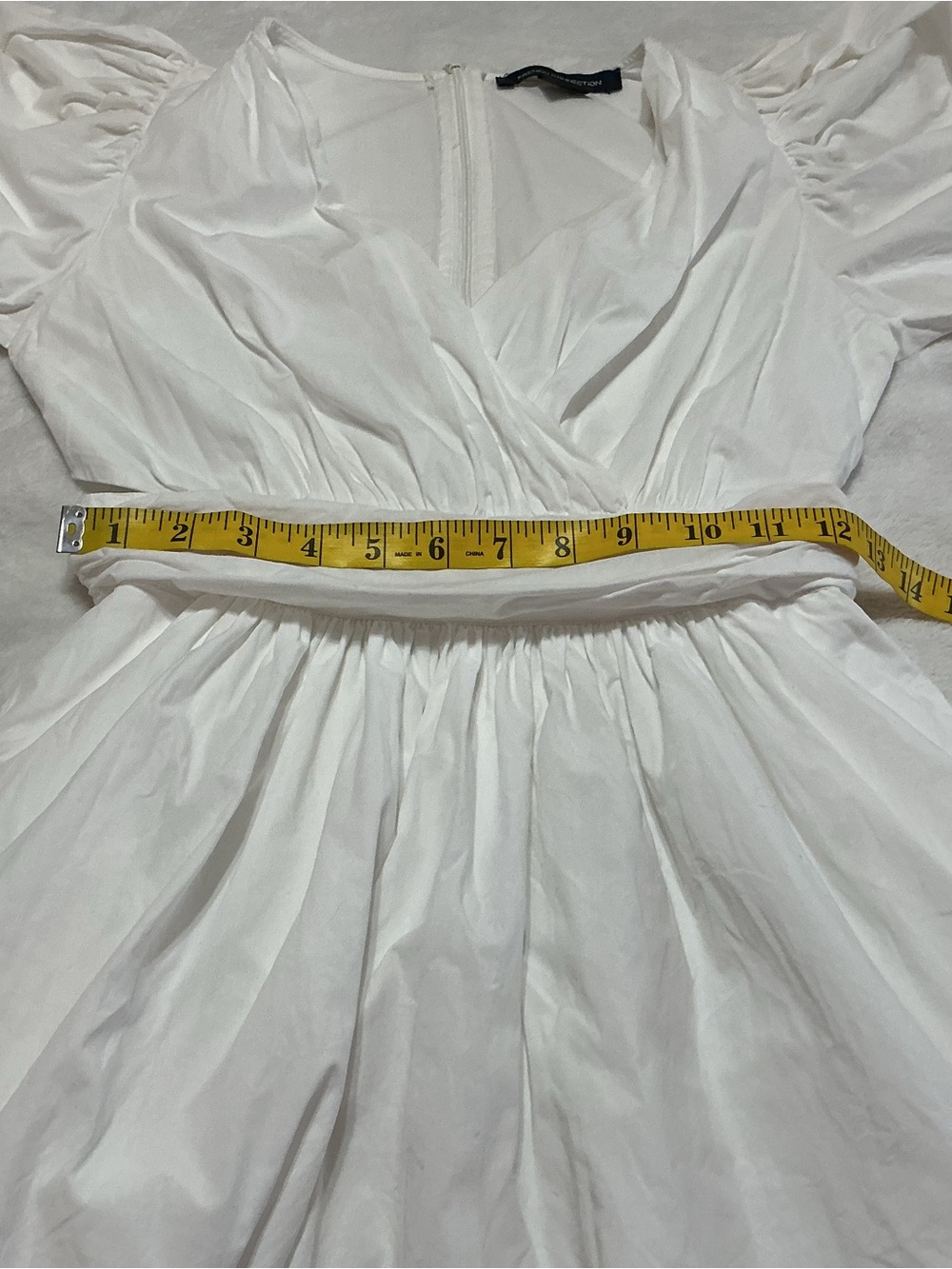 French Connection Rhodes Poplin Puff Sleeve Cut Out Dress White Size 4 - Picture 9 of 11